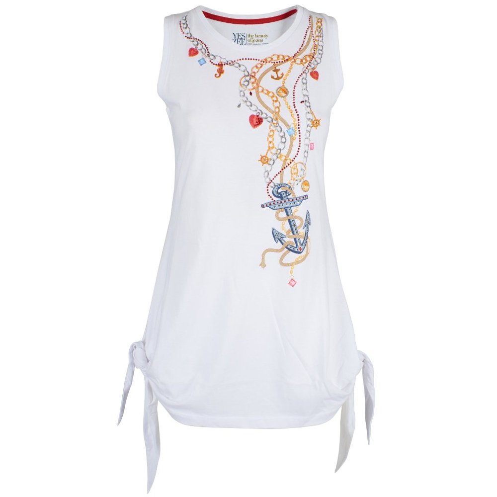 Yes Zee White Cotton Tops & T-Shirt